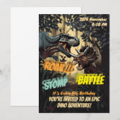 Epische Dinosaurus Stomp, Roar en Battle Verjaarda Kaart (Voorkant / Achterkant)