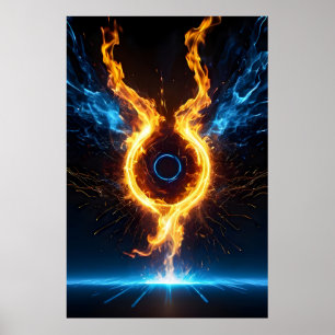 Epische Elementaire Magische Ring Blauw Oranje Vuu Poster