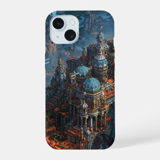 “Epische fantasie kasteel Isometrische Pixel Anime iPhone 15 Case