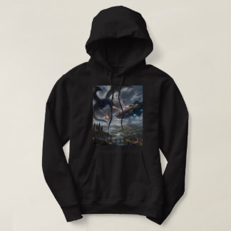 Epische Fantasy Draken Ruimteschip Strijd Hoodie