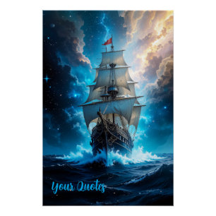 Epische Fantasy Zeilschip Storm Oceaan Perfect Poster