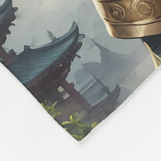 Epische gepantserde kattenkrijger fleece deken (Hoek)