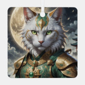 Epische gepantserde kattenkrijger metalen ornament (Achterkant)