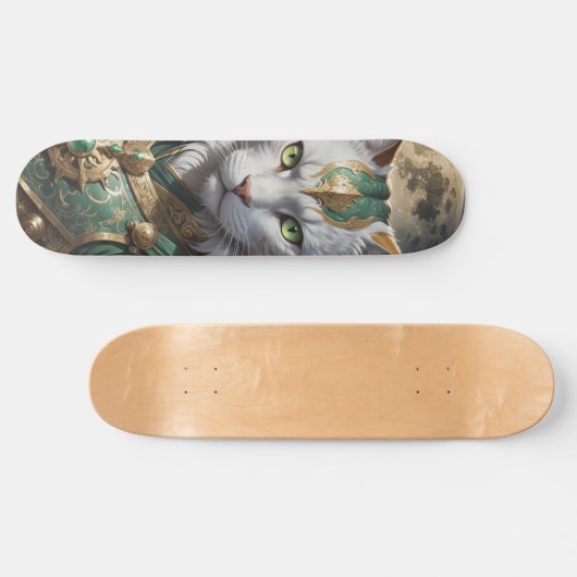 Epische gepantserde kattenkrijger persoonlijk skateboard (Horizontaal)