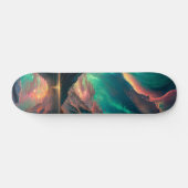 Epische groene lucht en bergen met Aurora Borealis Persoonlijk Skateboard (Horizontaal)