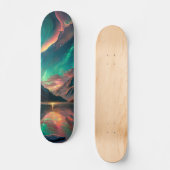 Epische groene lucht en bergen met Aurora Borealis Persoonlijk Skateboard (Voorkant)