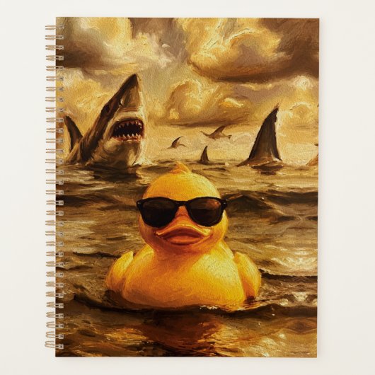 Epische haaienaanval met dappere rubber eend planner (Voorkant)