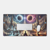 Epische hemelse slagveld illustratie ronde klok bureaumat (Keyboard & Muis)