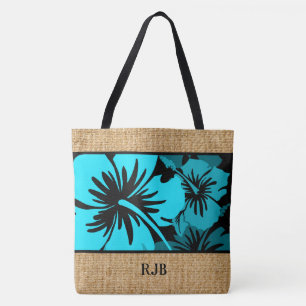Epische Hibiscus Hawaiiaanse Bloem Initialen Stran Tote Bag