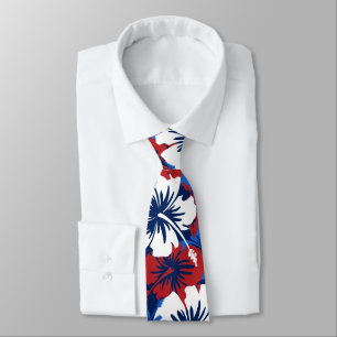 Epische Hibiscus Hawaiiaanse Bloemige Tweezijdig G Stropdas