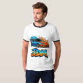 Epische JDM straatrace drift auto vlammend grafisc T-shirt (Voorkant volledig)
