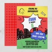 Epische kleurrijke superheld verjaardag kaart (Voorkant / Achterkant)