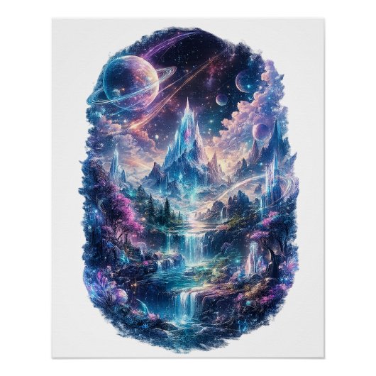 Epische kosmische fantasywereldkunst perfect poster (Voorkant)