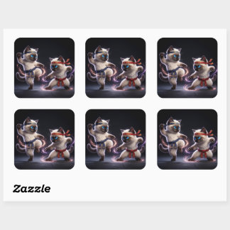 Epische Kung Fu Kittens Martial Arts Vierkante Sticker