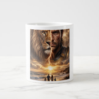 Epische Leeuw en Krijger Zonsondergang Grote Koffiekop