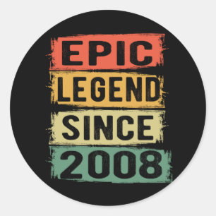 Epische Legende Sinds 2008 Vintage 2008 Verjaardag Ronde Sticker
