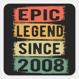 Epische Legende Sinds 2008 Vintage 2008 Verjaardag Vierkante Sticker