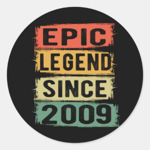 Epische Legende Sinds 2009 Vintage 2009 Verjaardag Ronde Sticker