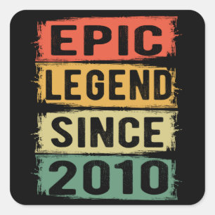 Epische Legende Sinds 2010 Vintage 2010 Verjaardag Vierkante Sticker