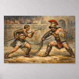 Epische Romeinse Gladiatorengevecht Traditionele T Poster