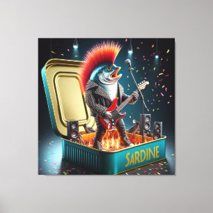 Epische Sardine Punk Rebel Gitar Oceaan Legende Canvas Afdruk