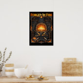 Epische Smidse Forge Aambeeld & Zwaarden Fantasie  Poster (Keuken)
