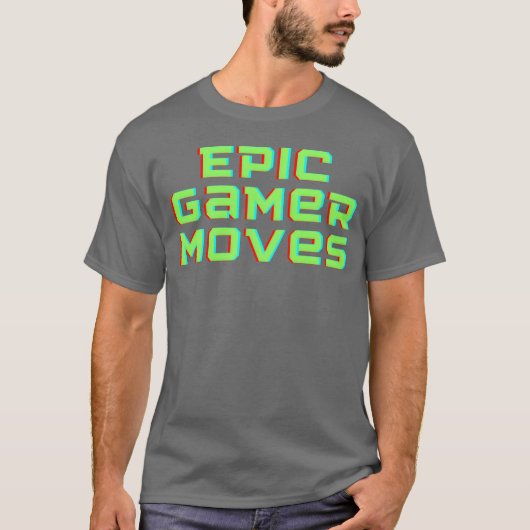 Epische spelbewegingen gamen grappig t-shirt (Voorkant)