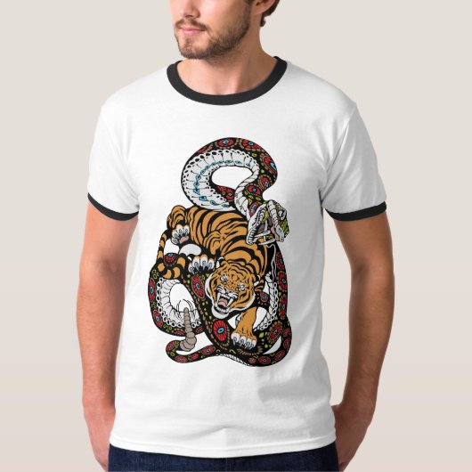 Epische strijd: Tijger vs. Slang Kunst T-shirt (Voorkant)