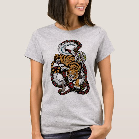 Epische strijd: Tijger vs. Slang Kunst T-shirt (Voorkant)