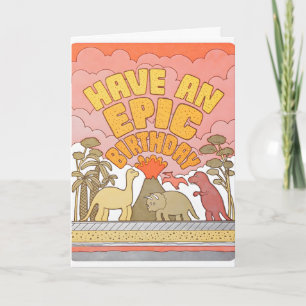 Epische verjaardagsdino's letterpress kaart