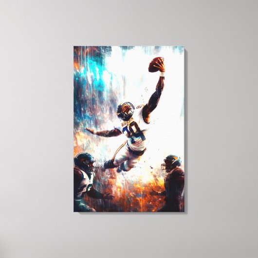Epische voetbalvangst - Dynamische sportkunst Grid Canvas Afdruk (Voorkant)