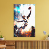 Epische voetbalvangst - Dynamische sportkunst Grid Canvas Afdruk (Insitu (Woonkamer))