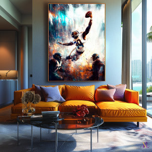Epische voetbalvangst - Dynamische sportkunst op h Canvas Afdruk