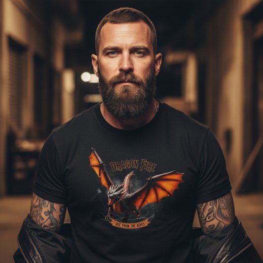Epische Vuurdraak "Rijs Uit De As" Fantasy T-shirt