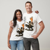 Epische zwarte kat cowboy rijden dinosaurus met vu t-shirt (Unisex)
