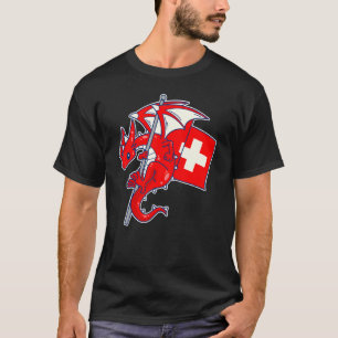 Epische Zwitserse Draak Trots Zwitserland Vlag T-shirt