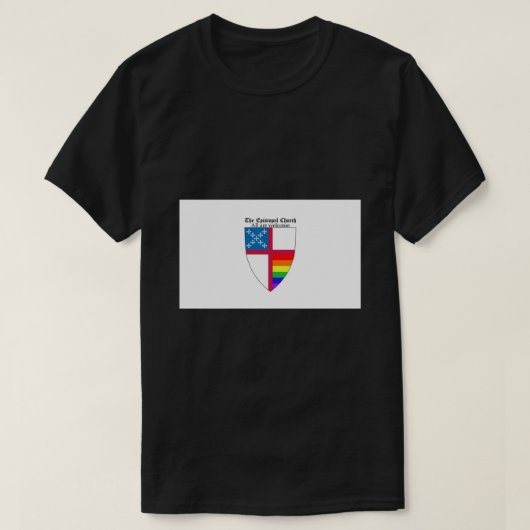 Episcopal Church Shield met Rainbow Pride Horizon T-shirt (Design voorkant)