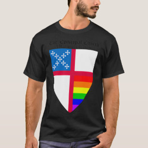 Episcopal Church Shield with Rainbow Pride Horizon T-shirt