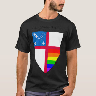 Episcopal Church Shield with Rainbow Pride Horizon T-shirt