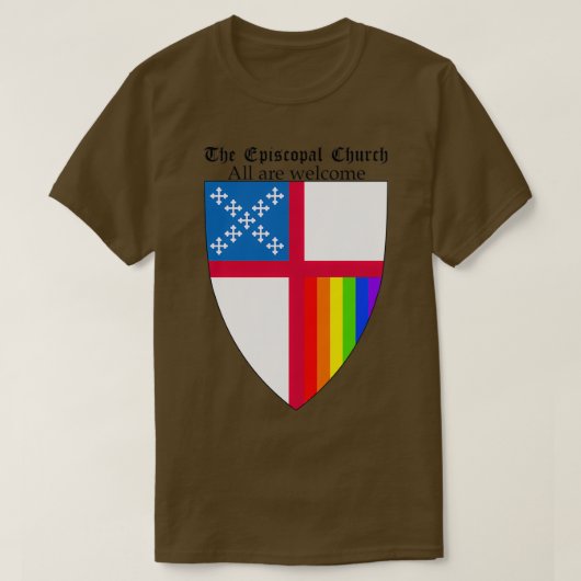 Episcopal Church Shield with Rainbow Pride Vertica T-shirt (Design voorkant)
