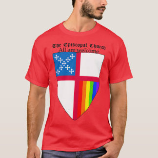 Episcopal Church Shield with Rainbow Pride Vertica T-shirt
