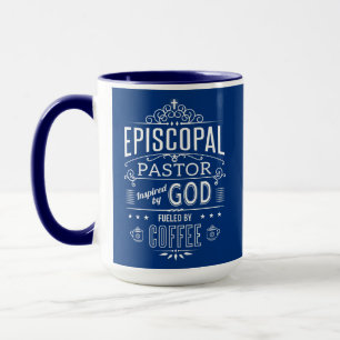 Episcopale pastor, geïnspireerd door God en Koffie Mok