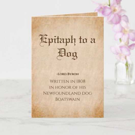 Epitaph aan een Dog Poem door Lord Byron Kaart (Orchidee)