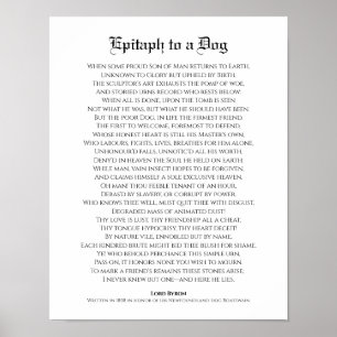 Epitaph aan een hond, Lord Byron Poem Poster