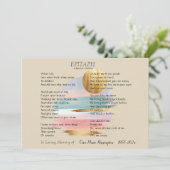 Epitaph gedicht II |  Kaart (Staand voorkant)