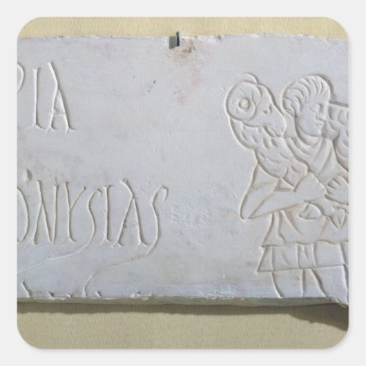 Epitaph met een opluchting van de Good Shepherd Vierkante Sticker (Voorkant)
