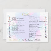 Epitaph Poem Waterverf Memorial Flat Kaart (Voorkant)