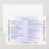 Epitaph Poem Waterverf Memorial Flat Kaart (Voorkant / Achterkant)