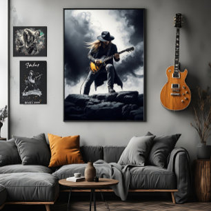 Epitisch Rockgitarist Rookeffect Canvas Afdruk