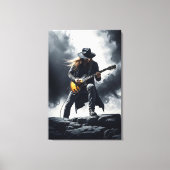 Epitisch Rockgitarist Rookeffect Canvas Afdruk (Voorkant)
